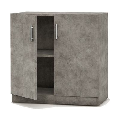 Mahmayi Medium Height Cabinet with 2 Shelves - Soft Closing Hinge Home Office Furniture for Storage, Perfect for Modern Workspaces and Stylish Interiors - Light Concrete - Image 2