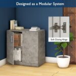Mahmayi Medium Height Cabinet with 2 Shelves - Soft Closing Hinge Home Office Furniture for Storage, Perfect for Modern Workspaces and Stylish Interiors - Light Concrete