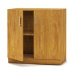 Mahmayi Medium Height Cabinet with 2 Shelves - Soft Closing Hinge Home Office Furniture for Storage, Perfect for Modern Workspaces and Stylish Interiors - Light Walnut