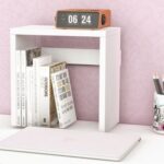 Mahmayi Modern Desk Organizer Space Saving Table for Home Office and Living Room, Stylish Organizer for Books, Plants and Decorative Items - White