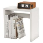 Mahmayi Modern Desk Organizer Space Saving Table for Home Office and Living Room, Stylish Organizer for Books, Plants and Decorative Items - White