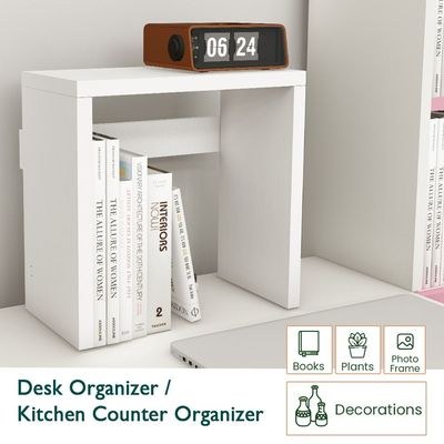 Mahmayi Modern Desk Organizer Space Saving Table for Home Office and Living Room, Stylish Organizer for Books, Plants and Decorative Items - White - Image 3