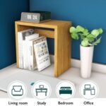 Mahmayi Modern Desk Organizer Space Saving Table for Home Office and Living Room, Stylish Organizer for Books, Plants and Decorative Items - Light Walnut