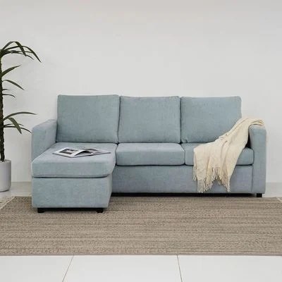 Lara 3-Seater Fabric Left & Right Reversible Corner Sofa - Greenish Grey - With 2-Year Warranty