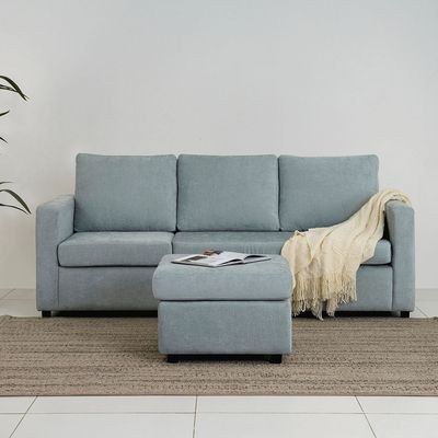 Lara 3-Seater Fabric Left & Right Reversible Corner Sofa - Greenish Grey - With 2-Year Warranty - Image 2