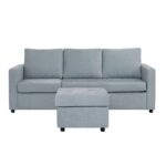 Lara 3-Seater Fabric Left & Right Reversible Corner Sofa - Greenish Grey - With 2-Year Warranty