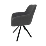 Maple Home Dining Chair Boucle Fabric 360°Swivel Rotating Lamb Wool Curved Backrest Armrest Black Metal Legs Living Kitchen Office Restaurants Furniture