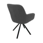 Maple Home Dining Chair Boucle Fabric 360°Swivel Rotating Lamb Wool Curved Backrest Armrest Black Metal Legs Living Kitchen Office Restaurants Furniture