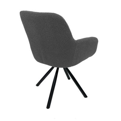 Maple Home Dining Chair Boucle Fabric 360°Swivel Rotating Lamb Wool Curved Backrest Armrest Black Metal Legs Living Kitchen Office Restaurants Furniture - Image 4