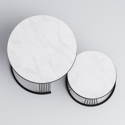 Marvello Duo Round Marble Top Coffee Table Set with Black Iron Frame – Modern Luxury Nesting Design for Living Room Décor - Image 3