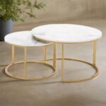 Modern Designer Marble Top Metal Frame Round Coffee Table ( Set of 2 )