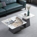 Dainera Modern Metal Base Marble Top Nesting Coffee Table ( Set of 2 )