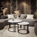 Walyxz Modern Marble Top Round Coffee Table with Durable Metal Base (Set of 2)