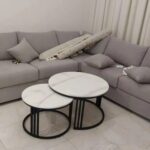 Walyxz Modern Marble Top Round Coffee Table with Durable Metal Base (Set of 2)