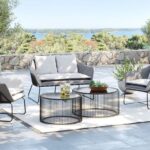 Lusso Minimalist Round Coffee Table Tempered Glass & Black Metal Frame for Elegant Living Room ( Set of 2 )