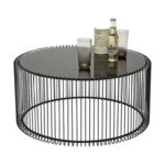 Lusso Minimalist Round Coffee Table Tempered Glass & Black Metal Frame for Elegant Living Room ( Set of 2 )