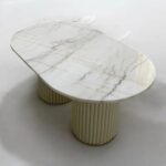 Zvolyn Modern Metal Base Marble Top Coffee Table for Living Room, Bedroom