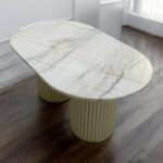 Zvolyn Modern Metal Base Marble Top Coffee Table for Living Room, Bedroom
