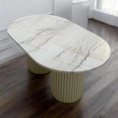 Zvolyn Modern Metal Base Marble Top Coffee Table for Living Room, Bedroom - Image 4