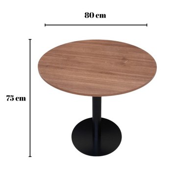Soluna Round Coffee Table Space-Saving Design with Metal Base for Living Room, Restaurant, Café (Brown & Black) - Image 4