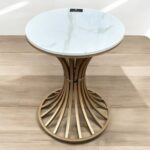 Zculuxe Modern Marble Top with Golden Metal Base Coffee Table for Elegant Living Room