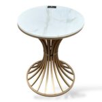 Zculuxe Modern Marble Top with Golden Metal Base Coffee Table for Elegant Living Room