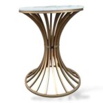 Zculuxe Modern Marble Top with Golden Metal Base Coffee Table for Elegant Living Room