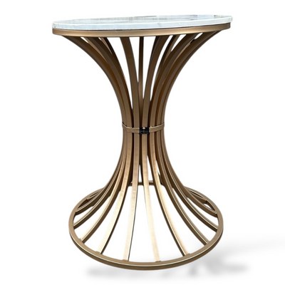 Zculuxe Modern Marble Top with Golden Metal Base Coffee Table for Elegant Living Room - Image 3