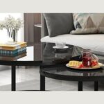 Lumivyx Elegant Modern Stylish Marble Top Round Coffee Table with Durable Metal Base (Set of 2)