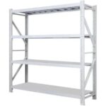 4 Tier Garage Shelving Steel Shelf 300kg Each Shelves (L100 x W60 x H200cm) (White)