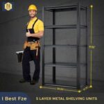 Garage Shelf Warehouse Basement Kitchen Living Room Pantry Black 150Lx 45Dx1980H CM