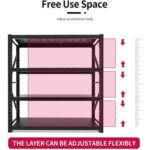 300kg (200L*60D*200Hcm) Heavy Duty 4 Layer Warehouse Garage Storage Shelving Black