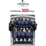 300kg (200L*60D*200Hcm) Heavy Duty 4 Layer Warehouse Garage Storage Shelving Black
