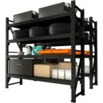 300kg (150L*60D*200Hcm) Heavy Duty 4 Layer Warehouse Garage Storage Shelving Black