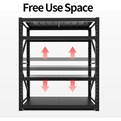 300kg (150L*60D*200Hcm) Heavy Duty 4 Layer Warehouse Garage Storage Shelving Black - Image 4