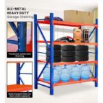 300kg (150L*60D*200Hcm) Heavy Duty 4 Layer Warehouse Garage Storage Shelving Blue & orange