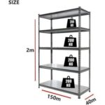 5 Tier (200KG Per Shelf) Rivet Shelves Storage Rack 150L x 40D x 200H cm