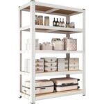 100kg x 5 Tier Metal Storage Rack, Shelving Units (White)160H x 40D x 80Lcm