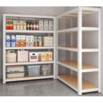 100kg x 5 Tier Metal Storage Rack, Shelving Units (White)160H x 40D x 80Lcm