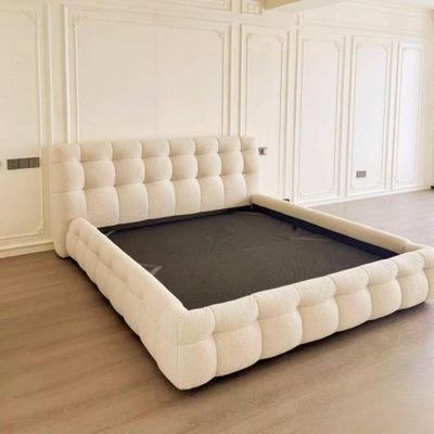White King Size Upholstered Platform Bed Frame 180x200 with Thick Padded Headboard & Footboard, Fleece Fabric, Wooden Base, Modern Design – Bedroom Furniture for Home, Apartment, or Hotel - Image 3