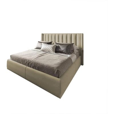ODEN 87 Ivory Velvet Upholstered King Bed Frame 180x200 cm with Painted Swedish Wood & Geometric Headboard Modern Luxury Design by Nice Home - Image 3