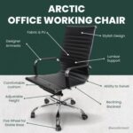 Arctic Height Adjustable Office Chair with 360° Swivel Rocking for Home Office or Desk (Black)