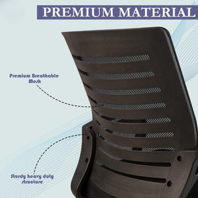 Ergonomic Breathable Mesh Back Office Chair with 360° Swivel Height Adjustable Lever, Rocking Tilt Lock and Thick Cushion Seat - Image 4