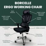 Brocelle Egro Working Office Chair with 360° Swivel & Recline Mesh Chair (Black)