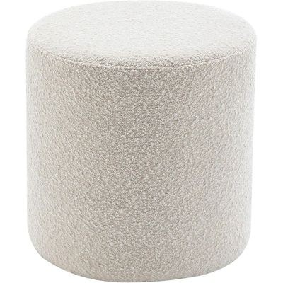 Modern Round Boucle Upholstered Ottoman – Soft White Minimalist Footstool for Living Room, Bedroom or Entryway - Image 5