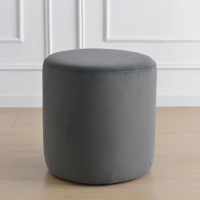 Modern Round Velvet Upholstered Ottoman – Dark Gray Multi-Functional Footstool for Living Room, Bedroom or Entryway - Image 3