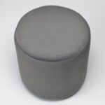 Modern Round Velvet Upholstered Ottoman – Dark Gray Multi-Functional Footstool for Living Room, Bedroom or Entryway
