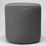 Modern Round Velvet Upholstered Ottoman – Dark Gray Multi-Functional Footstool for Living Room, Bedroom or Entryway