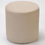 Modern Round Velvet Upholstered Ottoman – Dove Gray Multi-Functional Footstool for Living Room, Bedroom or Entryway