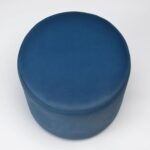 Modern Round Velvet Upholstered Ottoman – Navy Blue Multi-Functional Footstool for Living Room, Bedroom or Entryway